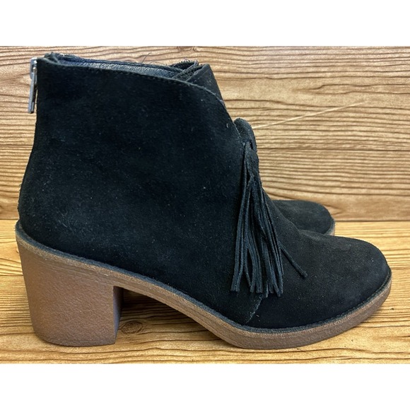 UGG Corin Suede Fringe Ankle Boot Women's US 9 Chunky Heel Zipper Back - Picture 1 of 9